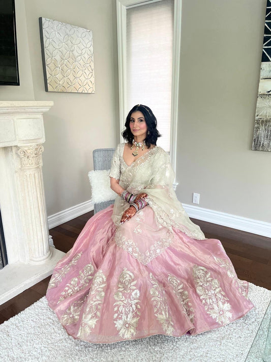 ATHARVA HERITAGE/MAHARANI LEHENGA /PURE HAND WOVEN TISSUE SILK 80 GRAMS TILLA PITA EMBROIDERED 24 KALIS