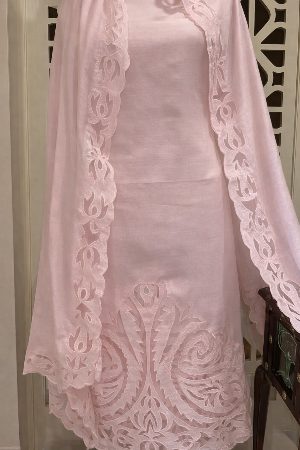 Atharva Heritage Hand Cutwork  Salwar Kameez/Chanderi Silk 70 Grams  Cut-Work Shirt & Dupatta/Santoon Bottom/Custom Stitch Unstitch/Plazo/Pant/ CUT8044