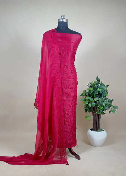 Atharva Heritage SHEER LUXURY Pure Silk Organza French Thread Front and Back Embroidered with Separate Embroidered Sleeves SOFTHP577