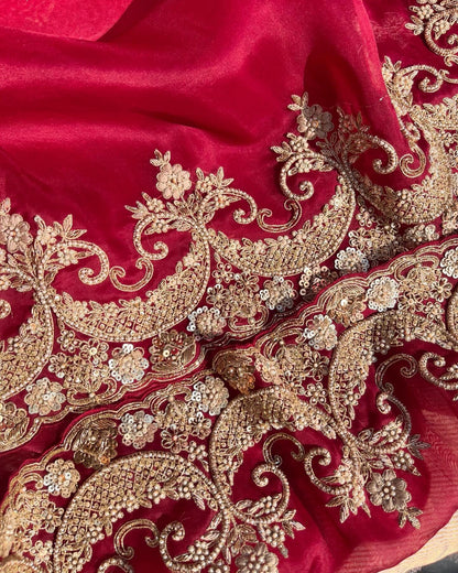 Atharva Heritage ✨मखमल– Pure Silk Velvet Unstitched Ensemble with Intricate Hand Sardozi MSVZ876