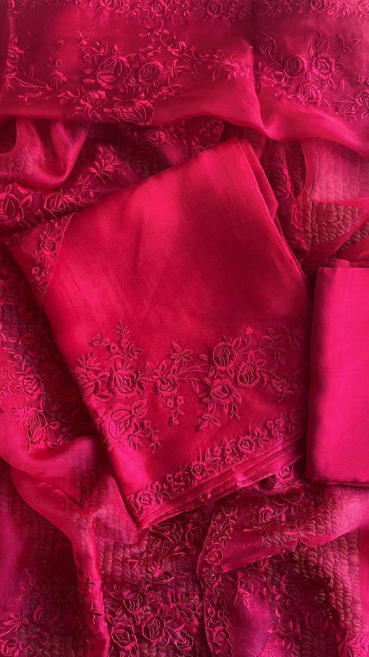 SHEER LUXURY Pure Silk Organza French Thread Embroidery SUIT SHEER007