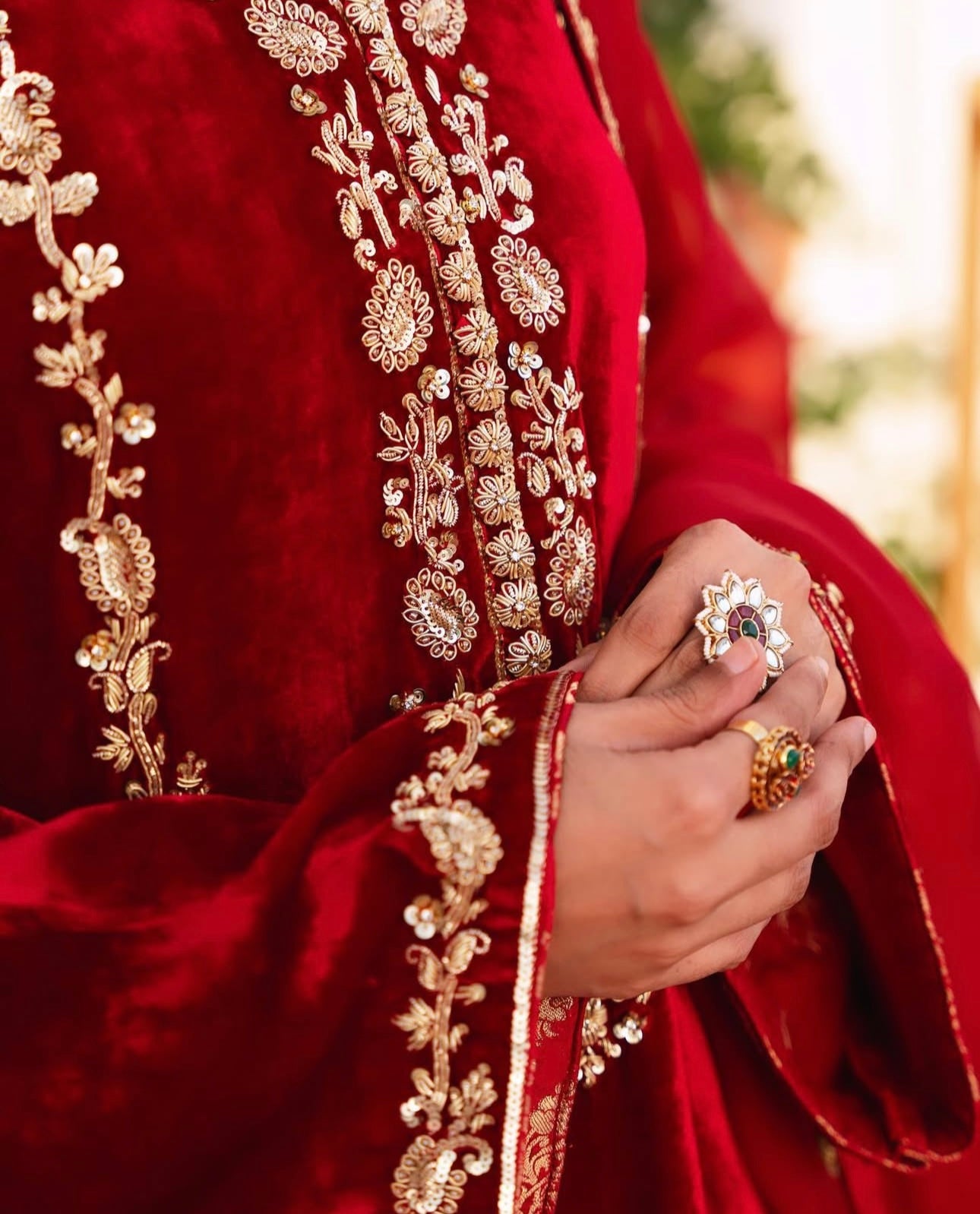 Atharva Heritage Gul-e-Shehnai Royale – Premium Pure Silk Velvet Pakistani Suit with Hand Zardozi Embroidery (Red) | Customizable | Luxury Trousseau Collection RSV165