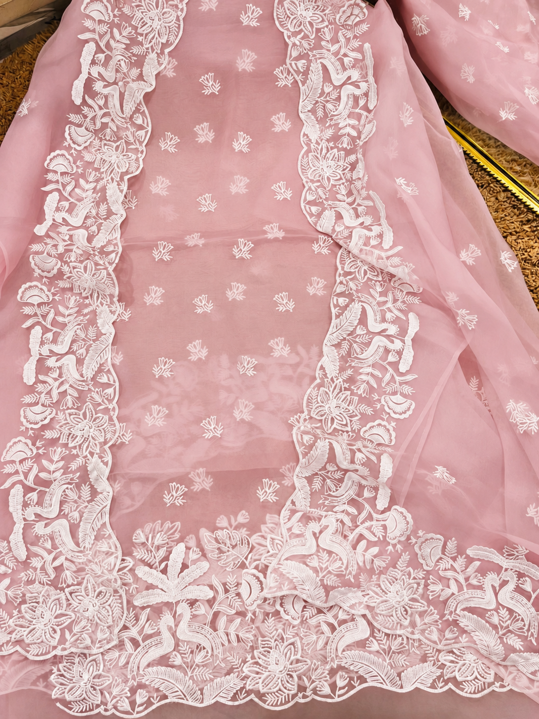 Atharva Heritage SHEER LUXURY Pure Silk Organza French Thread Embroidered Suit SOFTHP561
