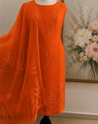 ATHARVA HERITAGE SHEER LUXURY PURE SILK ORGANZA APPLIQUE UNSTITCHED SUIT SHEER00151