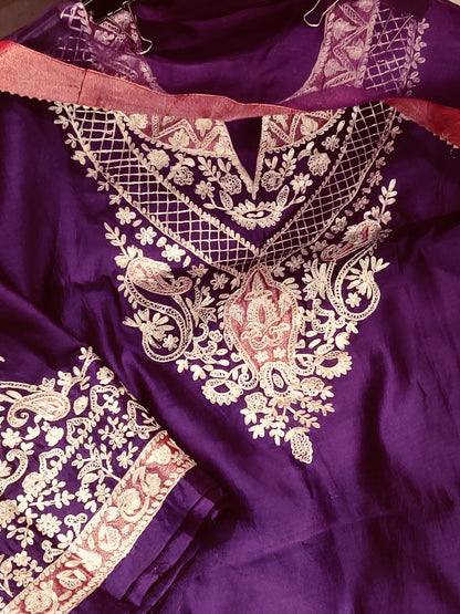 Atharva Heritage Pure Chanderi silk   80 Grams Pita Embroidered PRP0011