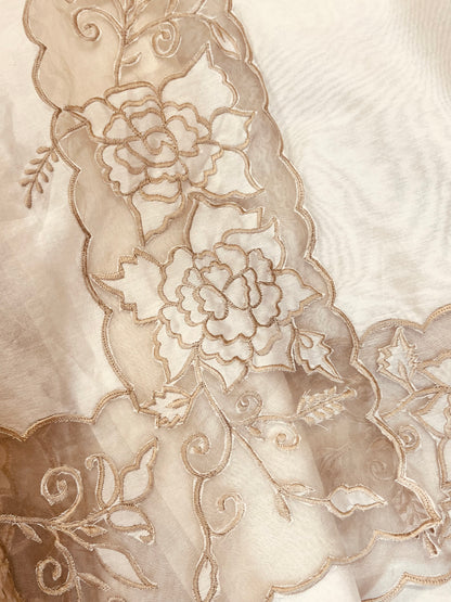 ATHARVA Hand Applique /Cutwork  Embroidery Salwar Kameez/pure Chanderi Silk Shirt & Dupatta/Santoon Bottom/Custom Stitch Unstitch/Plazo/Pant/ CUT8068 Ivory And Water Gold
