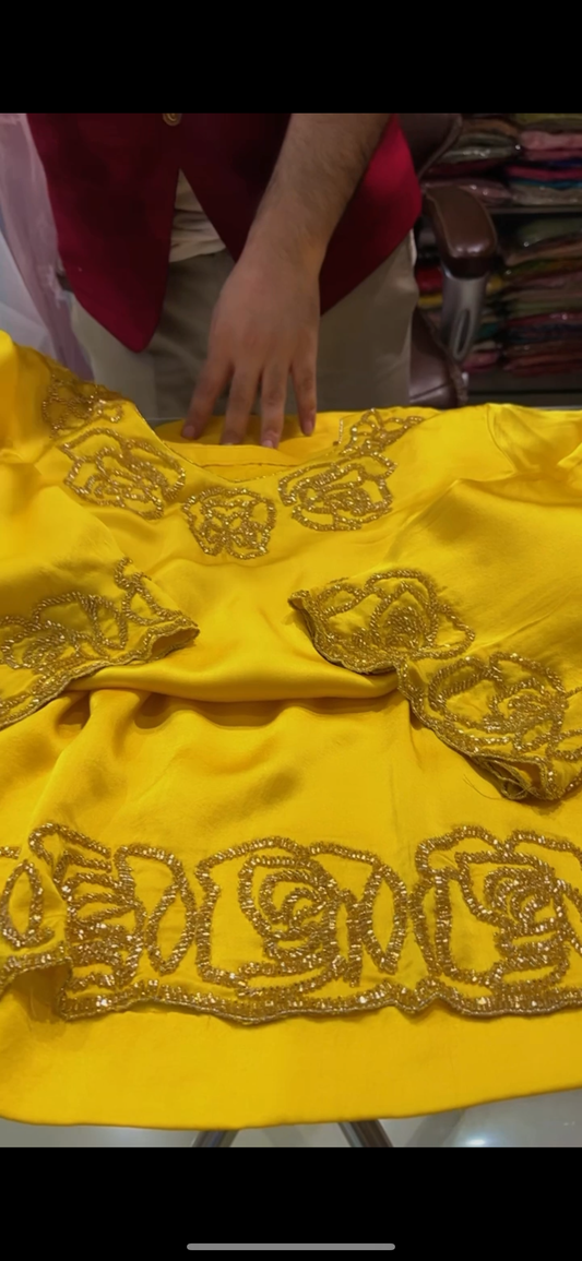 Atharva Luxe – Pure Silk 80 Grams Luxury Kurta Set with Handcrafted Ghera Sleeves & Organza Dupatta PSH0068-R