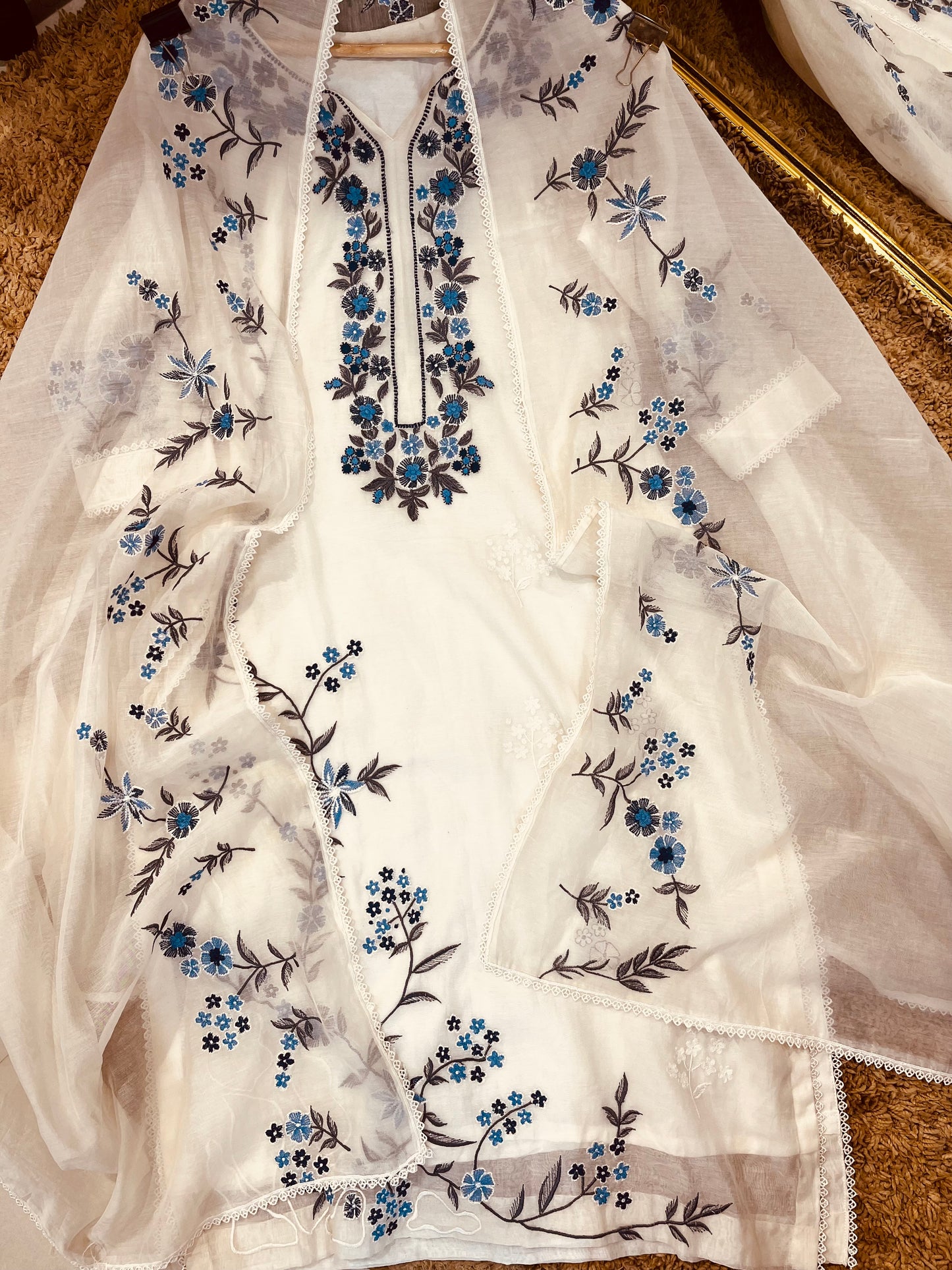 ATHARVA HERITAGE PURE MUL CHANDERI SILK  PARSI GARA SUIT MCH0013-12