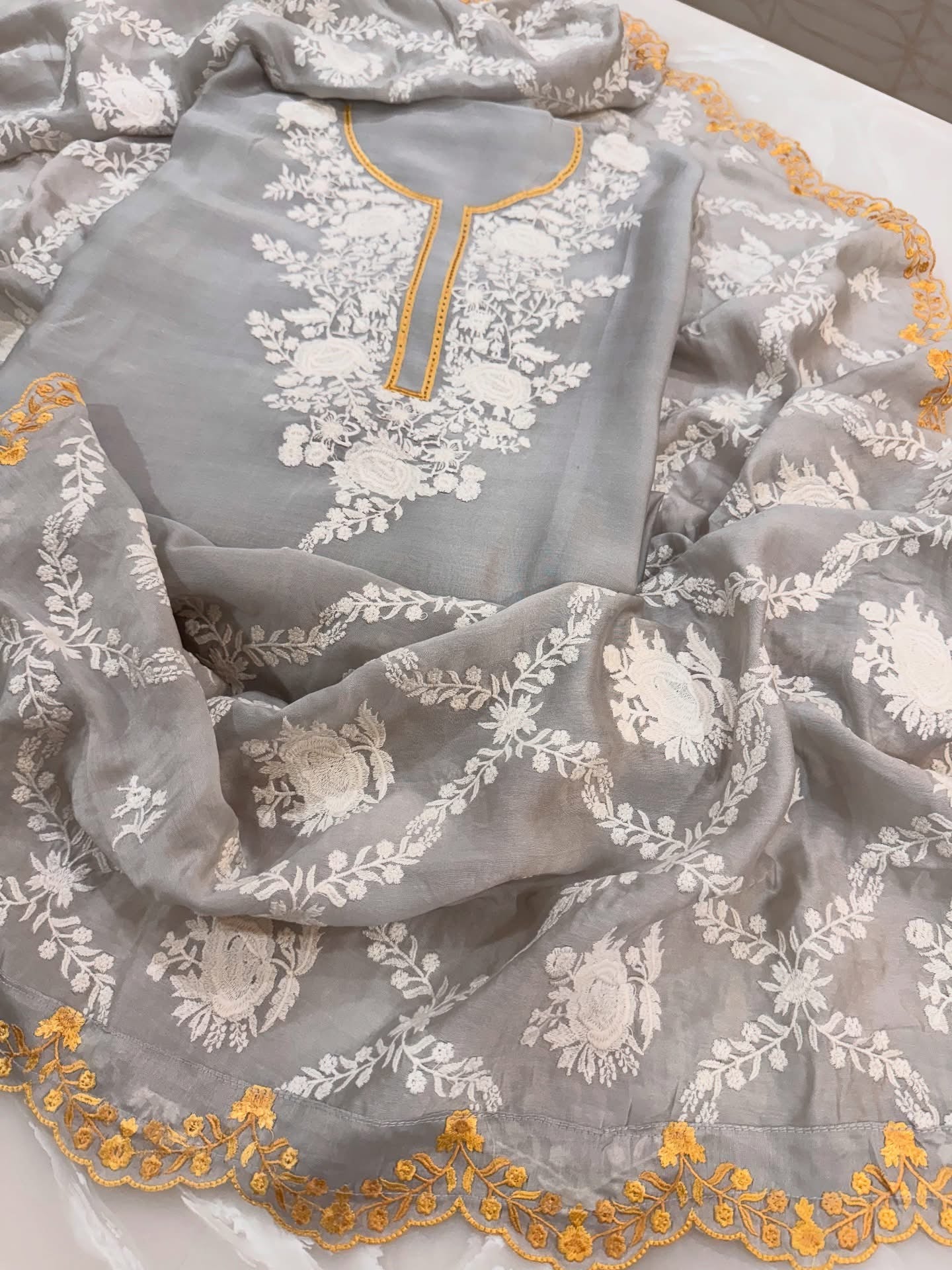 Atharva Heritage Unstitched Pure Mul Chanderi Kurta with Pure MUL Chanderi dupatta AH18133127