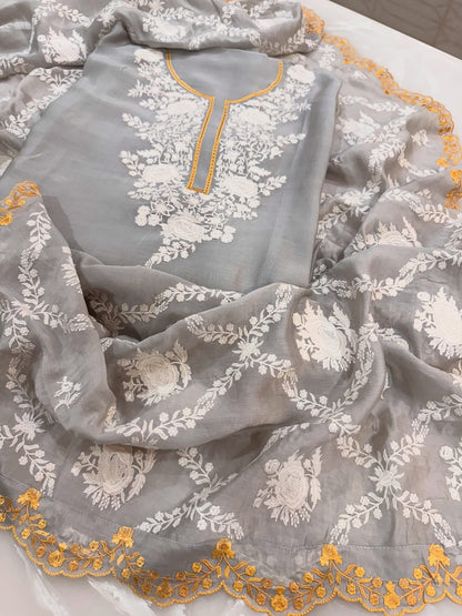 Atharva Heritage Unstitched Pure Mul Chanderi Kurta with Pure MUL Chanderi dupatta AH18133127