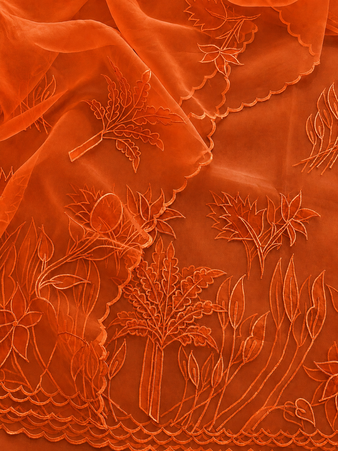 ATHARVA HERITAGE SHEER LUXURY PURE SILK ORGANZA APPLIQUE UNSTITCHED SUIT SHEER00151