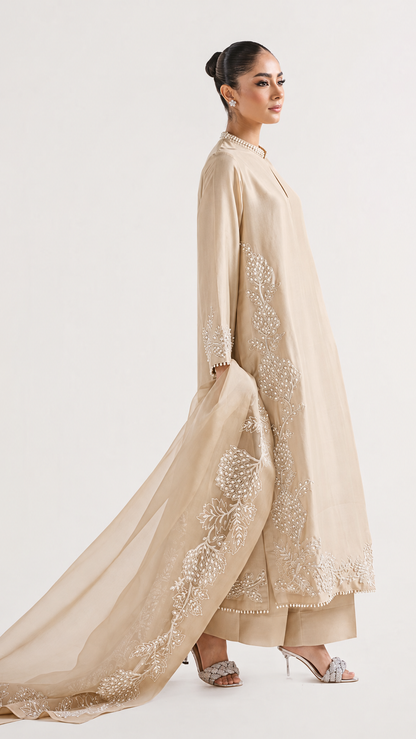 Atharva Heritage Sheer Luxury Pure Silk Ready to Wear Pakistani Suit SLP0012 Deep Red