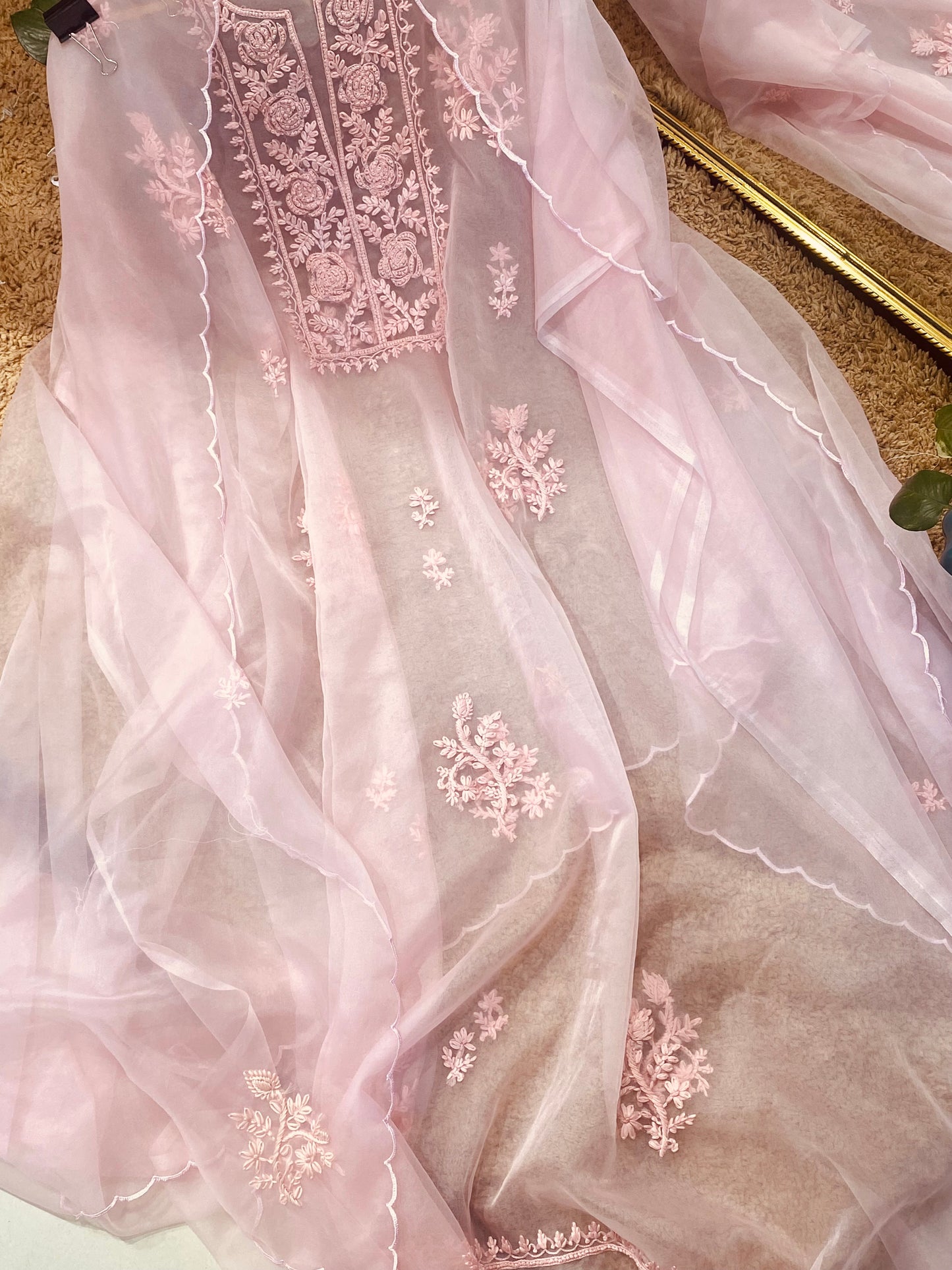 Atharva Heritage Sheer Luxury /Premium Lucknowi Collection Sheer00088 PINK