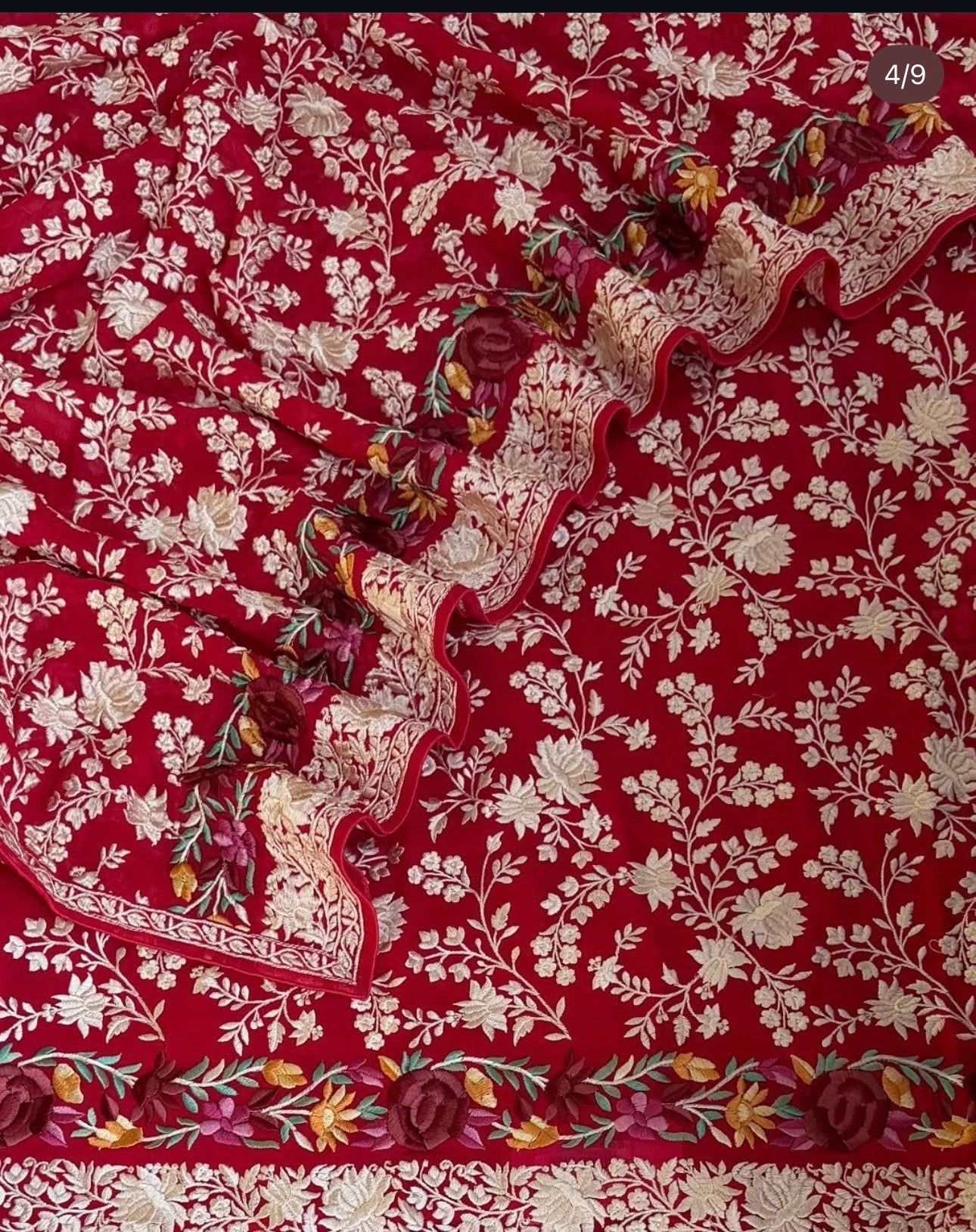 ATHARVA HERITAGE Pure Georgette 80 Grams PARSI GARA SUIT Front and back AH1813GP