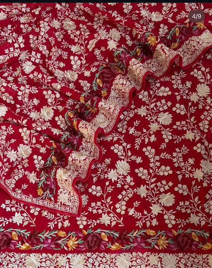 ATHARVA HERITAGE Pure Georgette 80 Grams PARSI GARA SUIT Front and back AH1813GP