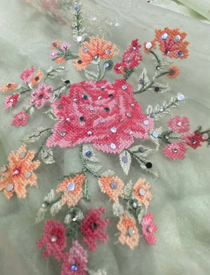 ATHARVA HERITAGE Sheer Luxury PURE SILK ORGANZA HAND EMBROIDERED KURTA WITH CROSS STITCH EMBROIDERED DUPATTA Collection SLR009