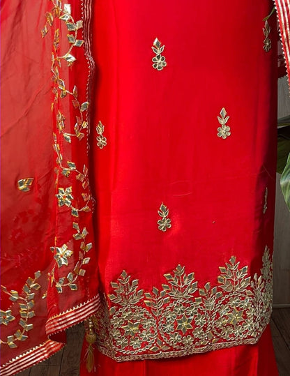 Atharva Heritage Radiant Red Georgette Suit Set – Festive & Wedding Edition