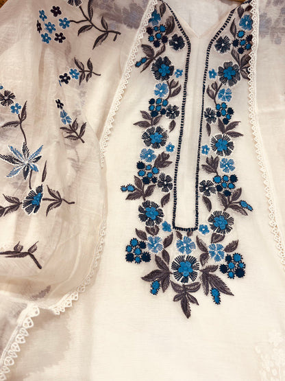 ATHARVA HERITAGE PURE MUL CHANDERI SILK  PARSI GARA SUIT MCH0013-12