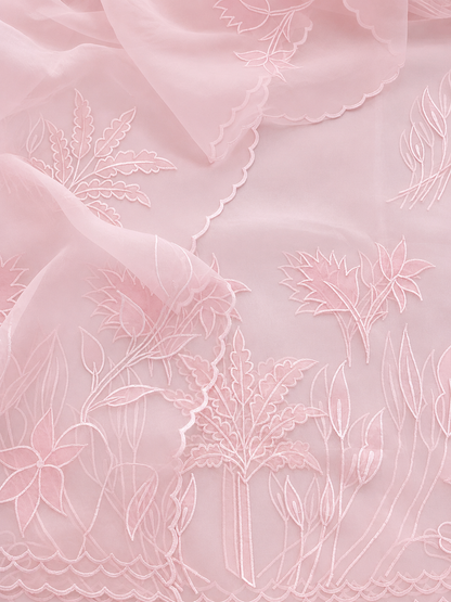 ATHARVA HERITAGE SHEER LUXURY PURE SILK ORGANZA APPLIQUE UNSTITCHED SUIT SHEER00151