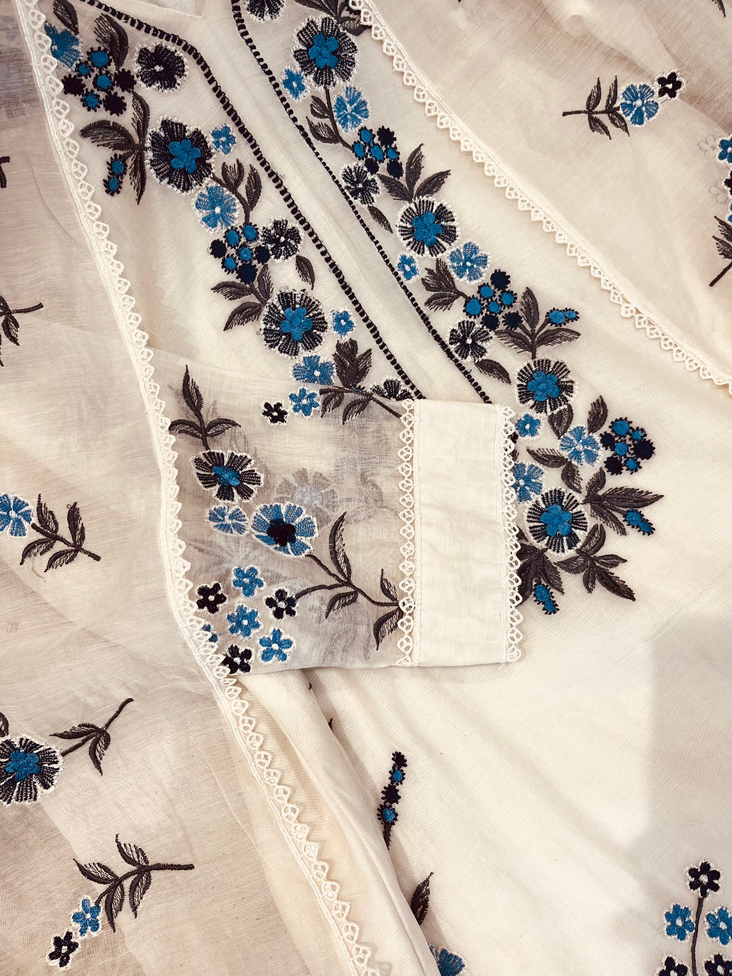 ATHARVA HERITAGE PURE MUL CHANDERI SILK  PARSI GARA SUIT MCH0013-12