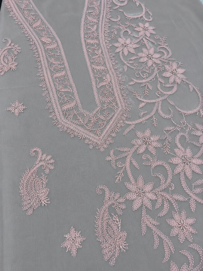 Atharva Heritage Sheer Luxury “Handcrafted 2-Taar Shadow Lucknowi Embroidered Suit – Pure Silk Organza | Limited Edition AH-1813-3198