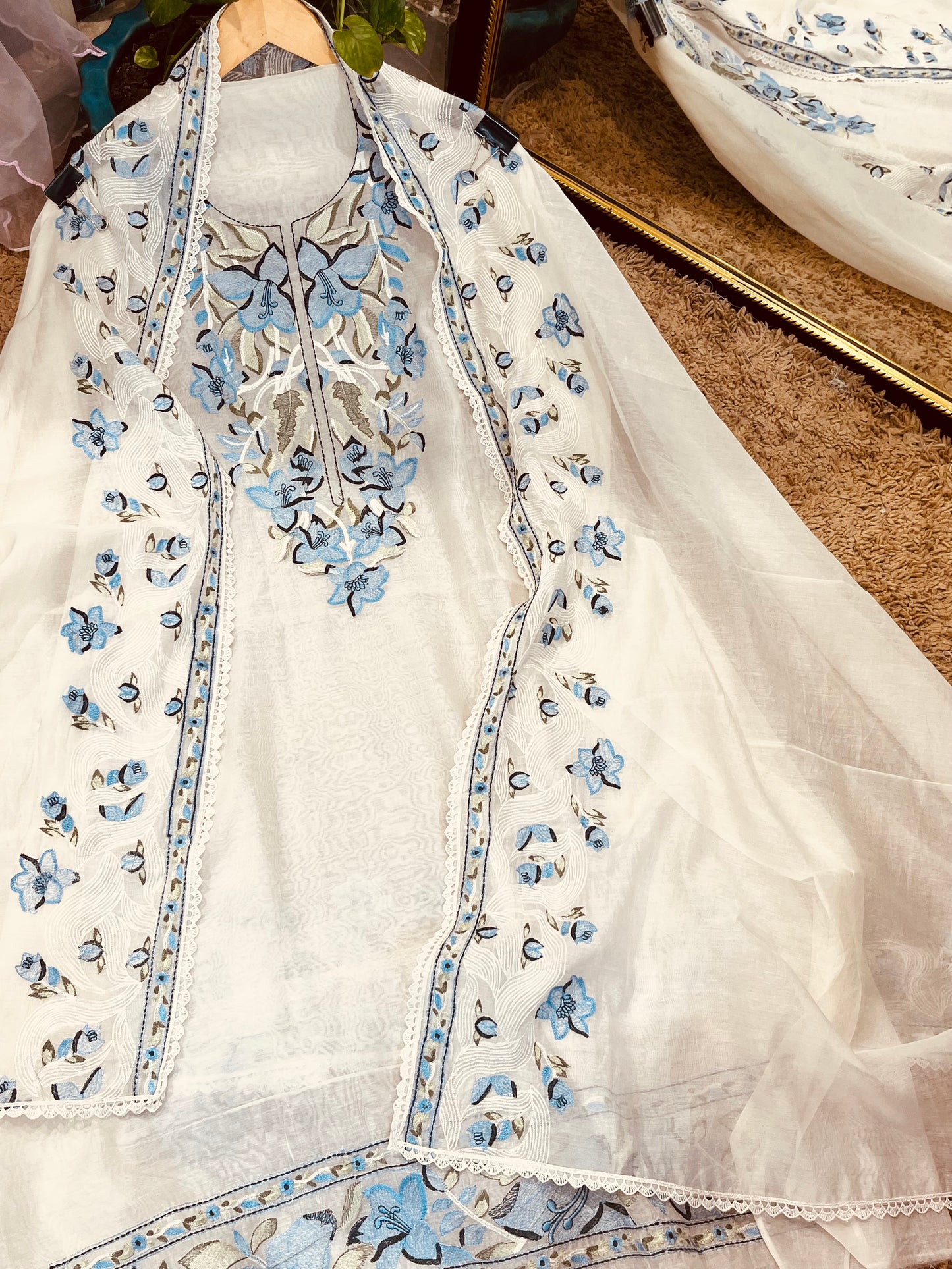 Atharva Atharva Heritage Water Thread Embroidered Pure Mul Chanderi MC70011W