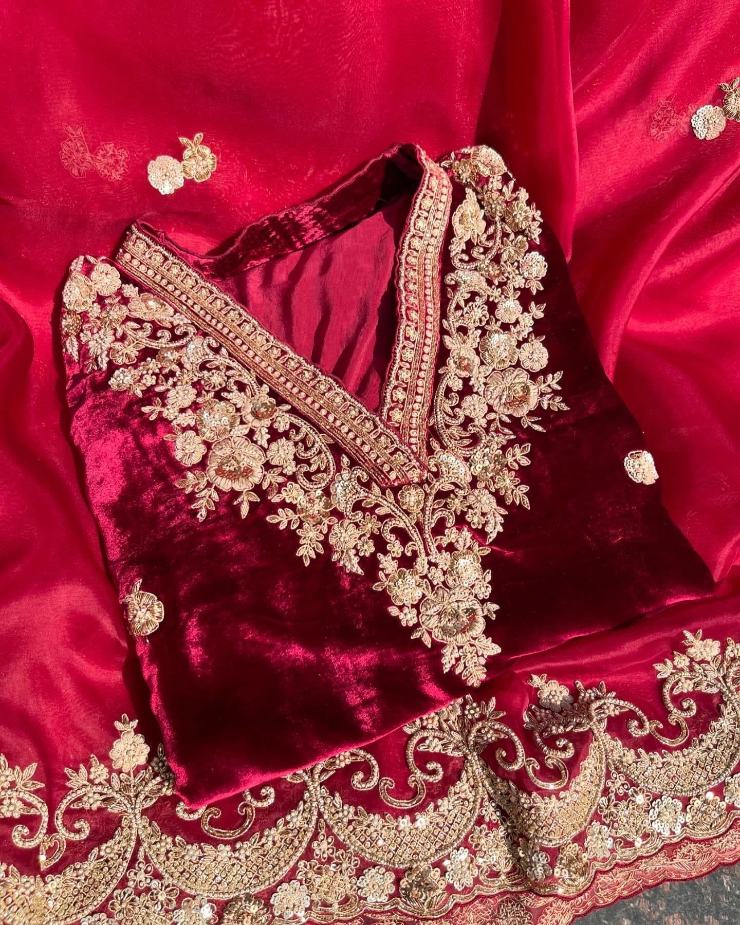 Atharva Heritage ✨मखमल– Pure Silk Velvet Unstitched Ensemble with Intricate Hand Sardozi MSVZ876