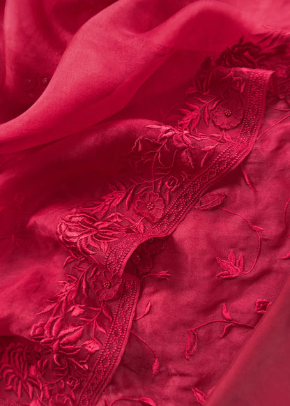 Atharva Heritage SHEER LUXURY Pure Silk Organza French Thread Front and Back Embroidered with Separate Embroidered Sleeves SOFTHP577