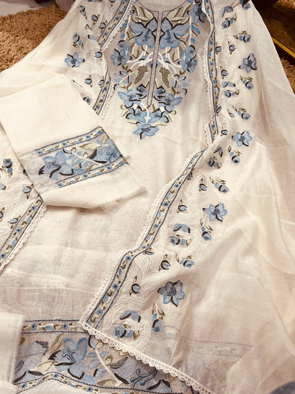Atharva Atharva Heritage Water Thread Embroidered Pure Mul Chanderi MC70011W