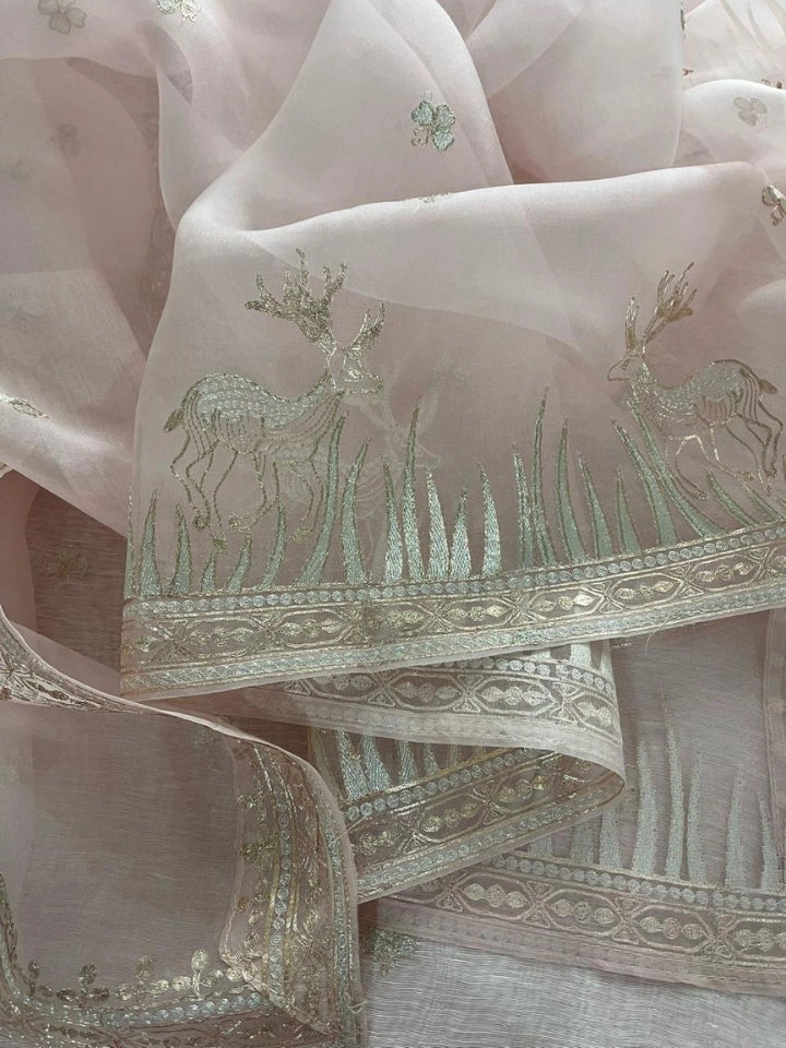 Atharva Heritage Sheer Luxury Pure Silk Organza Kurta and Pure Silk Organza Dupatta Tilla Pitta Embroidered Suit SOTPV181