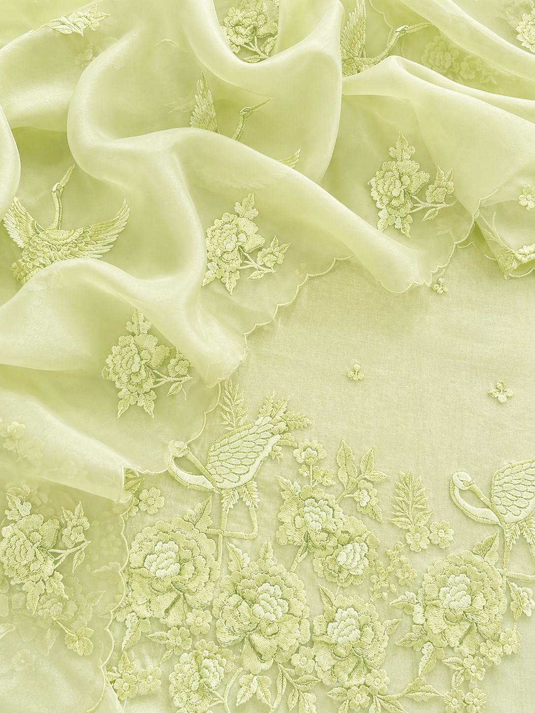 Atharva Heritage Sheer Luxury Pure Silk Organza Parsi Embroidered Monochrome Trousseau Collection unstitched Suit AH1867
