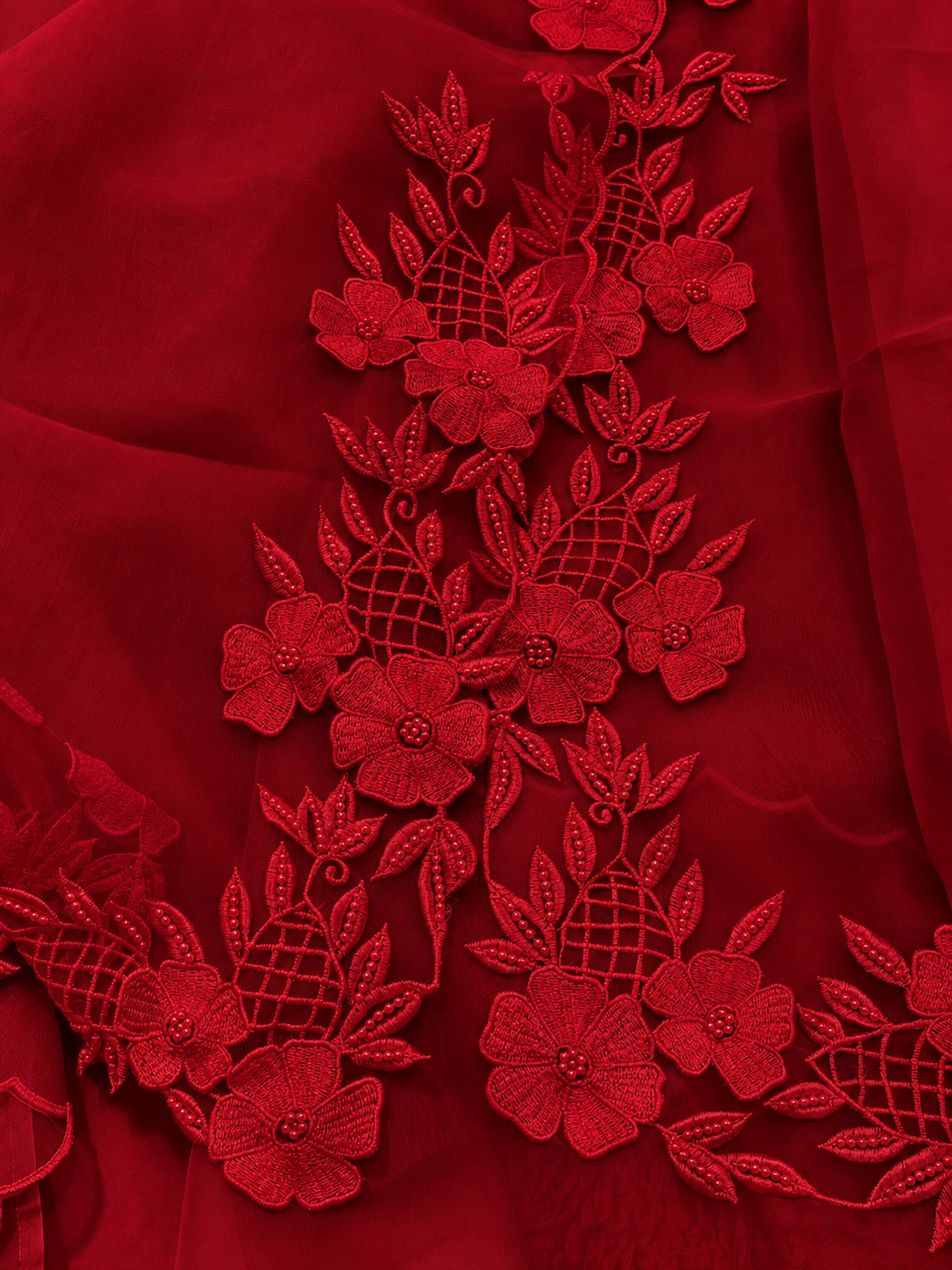Atharva Heritage Pure Organza Silk Pakistani Suit with Pearl Parsi Embroidery Front Back n Sleeves  AH181331176