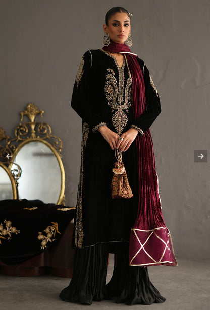Atharva Heritage “Midnight Velvet Elegance – Handcrafted Zardozi Ensemble” SVZ675