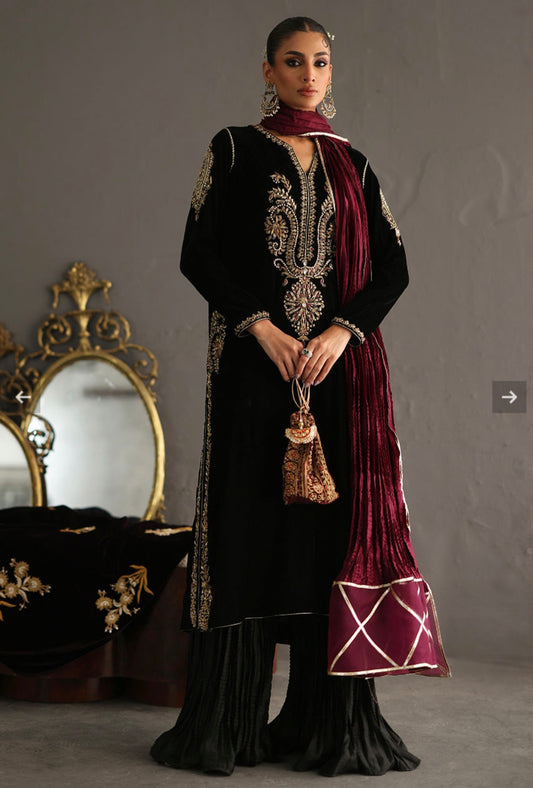 Atharva Heritage “Midnight Velvet Elegance – Handcrafted Zardozi Ensemble” SVZ675