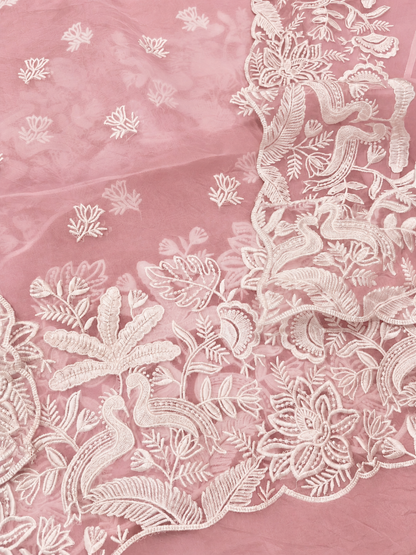 Atharva Heritage SHEER LUXURY Pure Silk Organza French Thread Embroidered Suit SOFTHP561