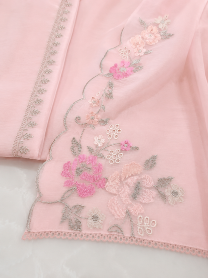 ATHARVA HERITAGE PURE MUL CHANDERI Cross stitch Embroidery Pakistani SUIT AH1813091 Pink