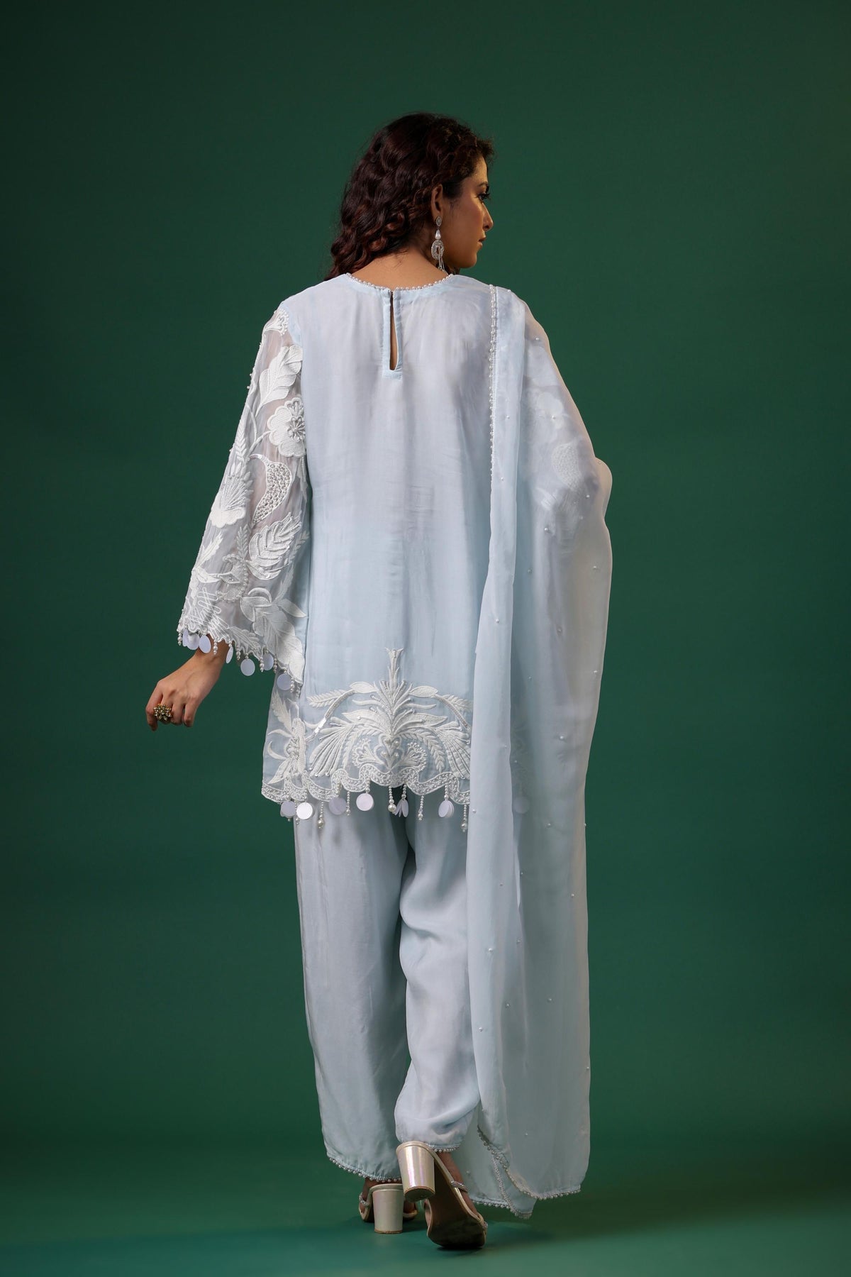 Sheer Luxury Ready to Wear Pakistani Coord Set SLP008(Ice Blue)