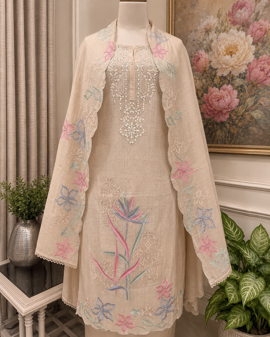 Atharva Heritage PURE CHANDERI SILK Thread Embroidered SUIT MCH00715