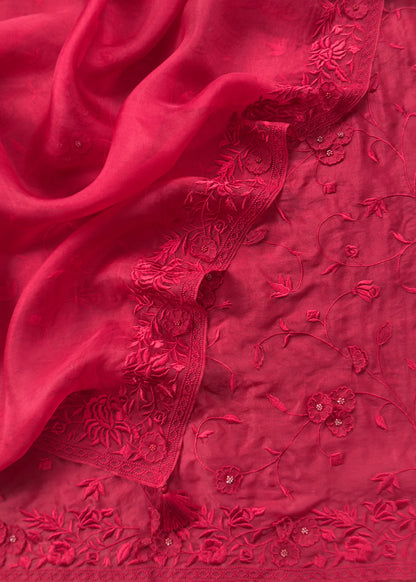 Atharva Heritage SHEER LUXURY Pure Silk Organza French Thread Front and Back Embroidered with Separate Embroidered Sleeves SOFTHP577