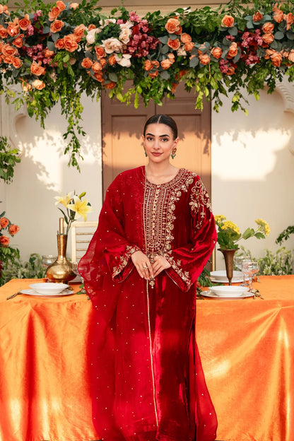 Atharva Heritage मखमल – Pure Velvet Silk Hand Embroidered Suit Set 18311301