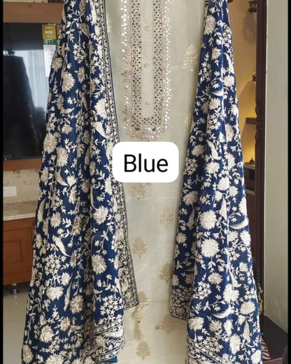Atharva Heritage stunning Silk Kurta with Georgette Parsi Dupatta SG001B Blue