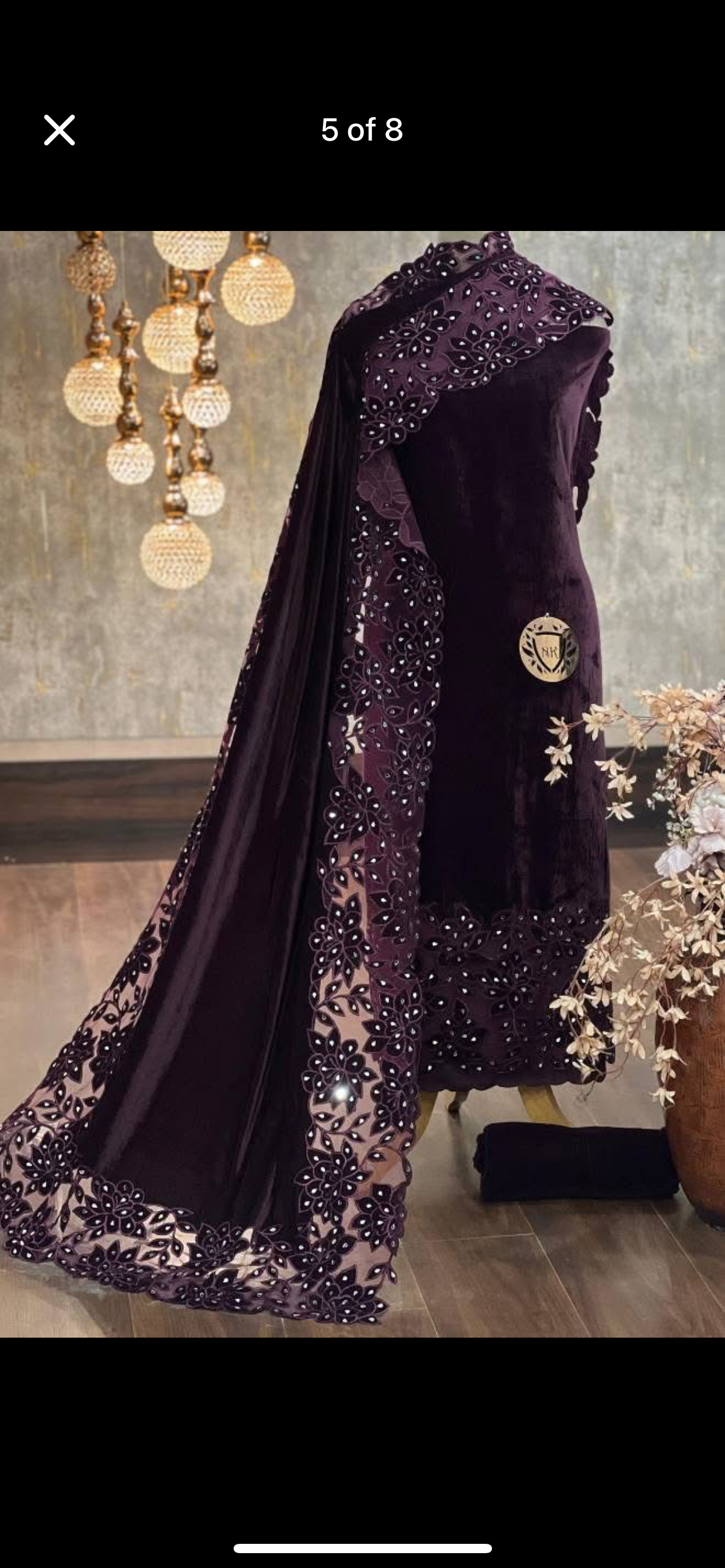 ATHARVA Applique Embroidery Salwar Kameeiz/Velvet Cut-Work Shirt & Dupatta/Velvet Bottom/Custom Stitch Unstitch/Plazo/Pant/VC8138