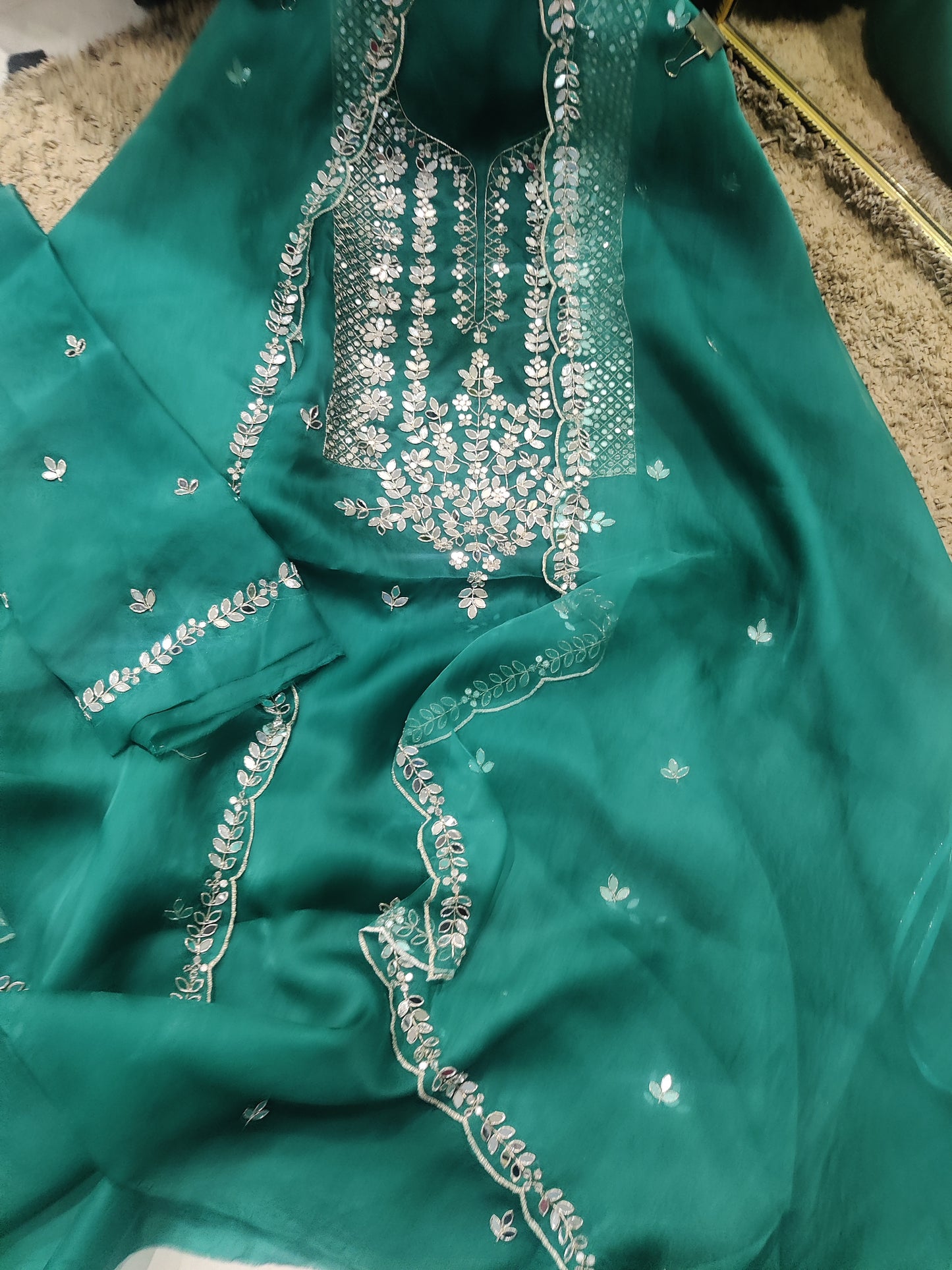 ATHARVA HERITAGE SHEER LUXURY HAND MIRROR EMBROIDERY SUIT SHEER0027G