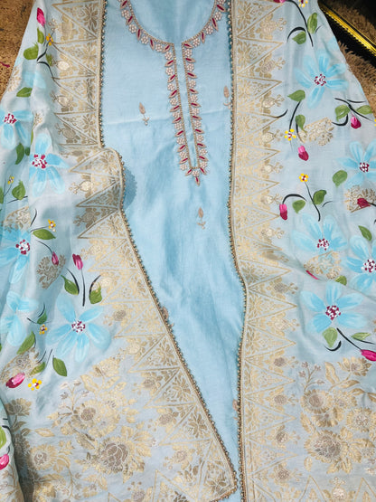 ATHARVA HERITAGE Hand Embroidery Salwar Kameez/Chanderi Ladies Suit/Banarsi Silk Dupatta/Stones/Custom Stitch Unstitch/Embroidery Potli/Gift/CH16778