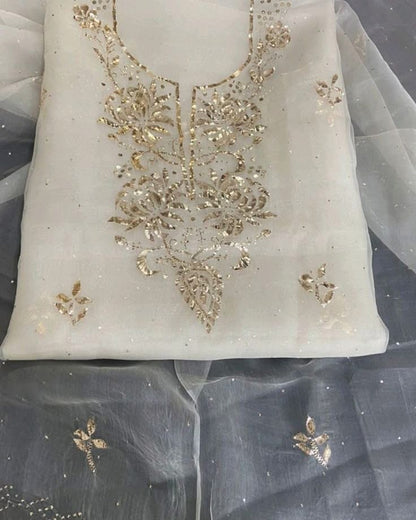 Sheer Luxury /Premium Lucknowi Collection Dyeable  Sheer00087