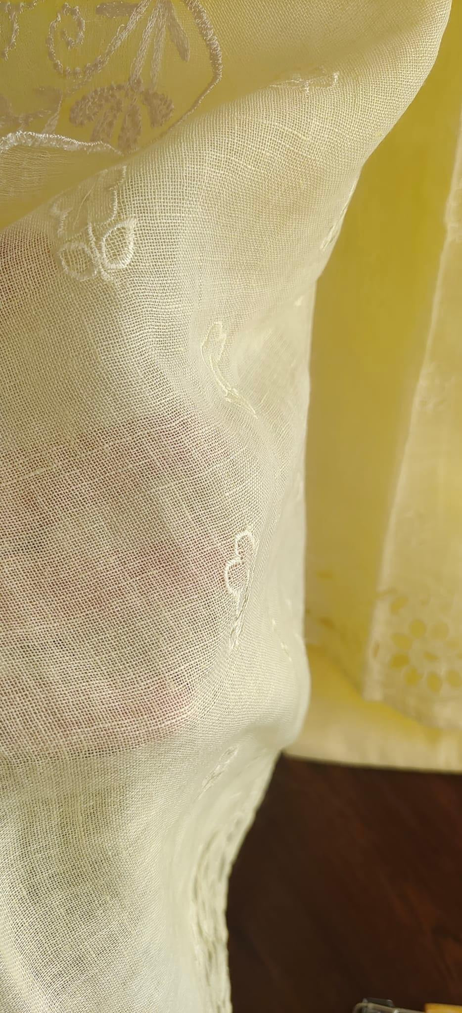 PURE CHANDERI SILK AND ORGANZA EDITS LC1701YELLOW