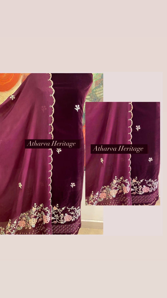 Atharva Heritage/Kashmiri Embroidered The Winter Velvet 2024 Edits VLO015