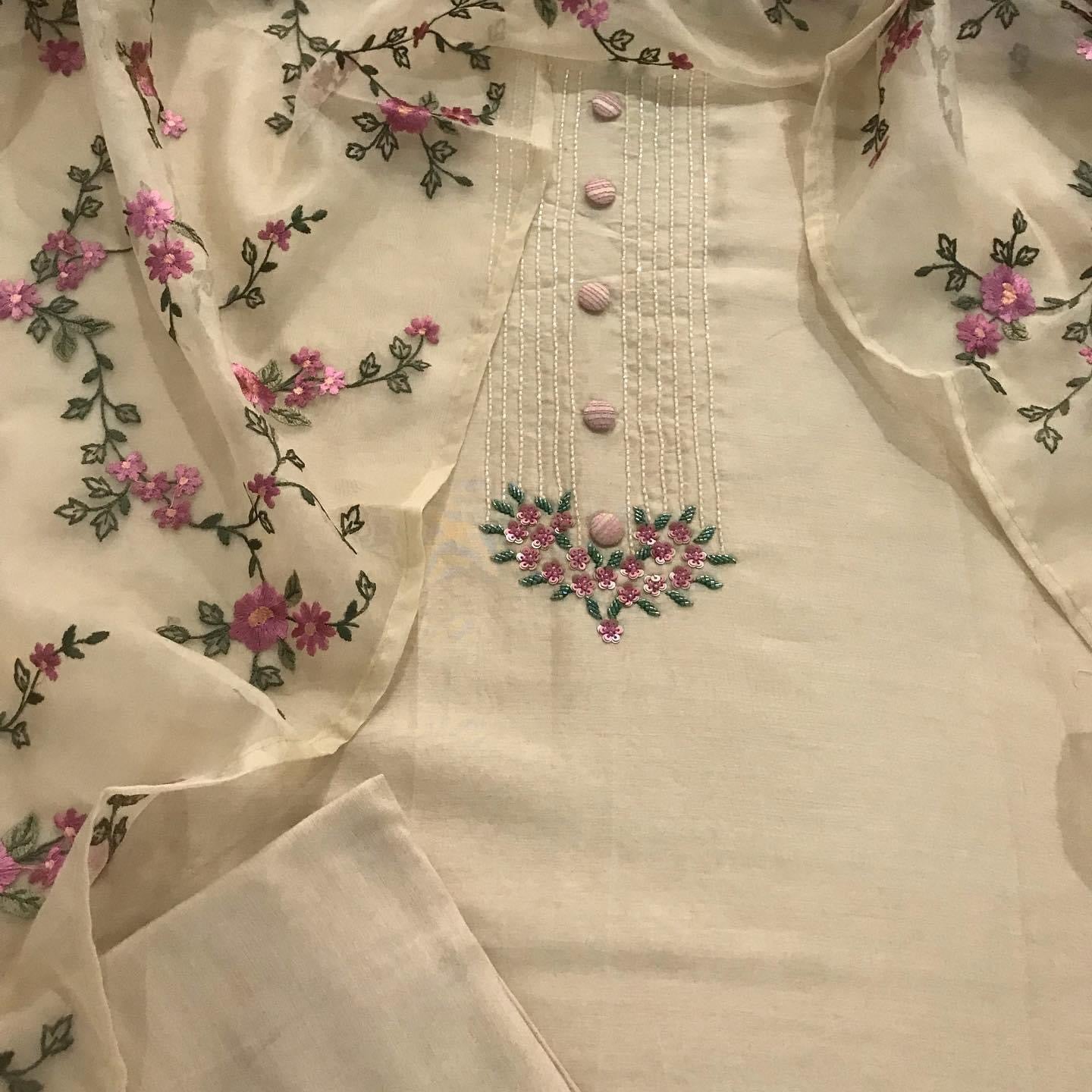 Atharva Heritage PURE CHANDERI SILK 70 Grams Kurta AND Pure Silk ORGANZA Dupatta EDITS CHO0016
