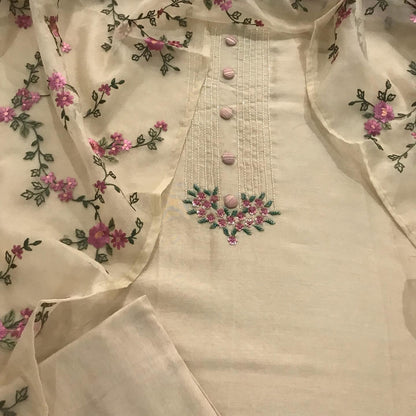 Atharva Heritage PURE CHANDERI SILK 70 Grams Kurta AND Pure Silk ORGANZA Dupatta EDITS CHO0016