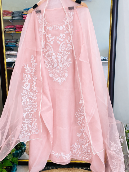 ATHARVA HERITAGE Sheer Luxury Pure Silk Organza Parsi Gara Pakistani unstitched Suit PSOPG167